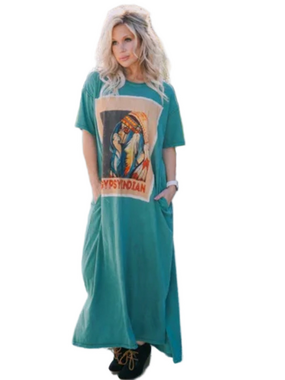 NWT I Love Linen Gypsy Indian Dress w/Pockets Size L/XL